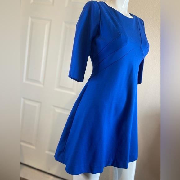 Adrianna Papell~Royal Blue~Empire Waist~Stretchy~Fit & Flare Mini Dress~Size 4P - Picture 1 of 15